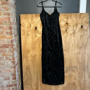 Vintage 90s Dave & Johnny Formal Velvet Black Maxi Dress Sz 8